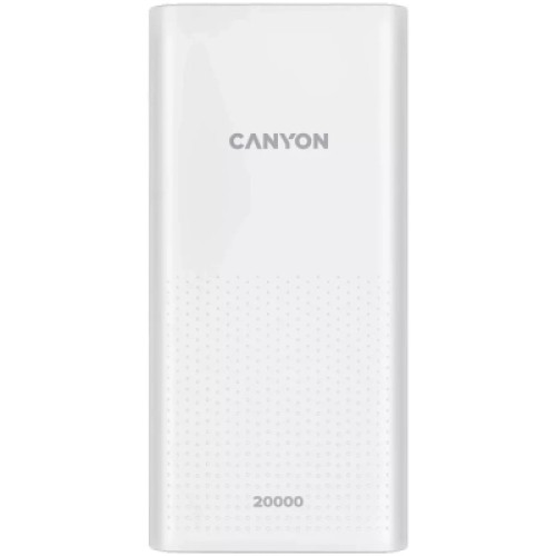 Батарея универсальная Canyon 20000mAh, Input 5V/2A, Output 5V/2.1A(Max), White (CNE-CPB2001W)