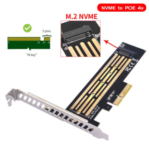 Контроллер Dynamode M.2 SSD NVMe M-Key to PCI-E 3.0 x4/ x8/ x16, full profile br (PCI-Ex4- M.2 M-key)