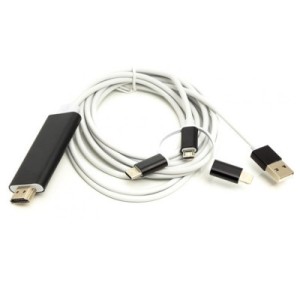 Кабель мультимедийный HDMI (M) to Lightning, Type-C, mirco USB 1.0m PowerPlant (CA911912)