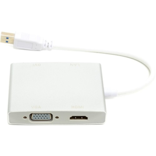 Переходник USB 3.0 to HDMI, DVI, VGA, RJ45 Gigabit Ethernet PowerPlant (CA912087)