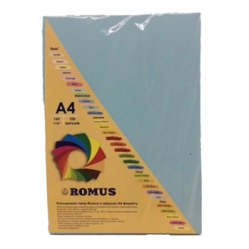 Бумага Romus A4 160 г/м2 100sh Sky-blue (R50126)