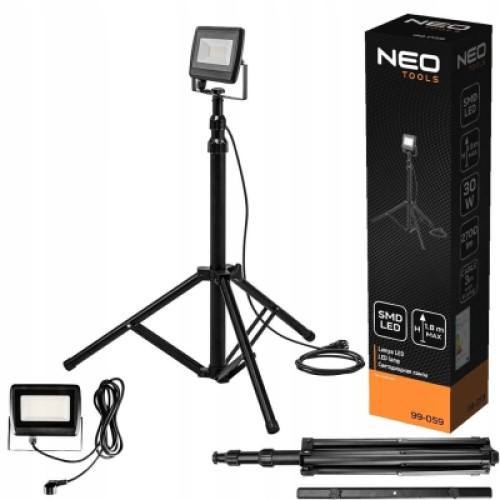 Прожектор Neo Tools алюминий, 220 В, 30Вт, 2700 люмен, SMD LED, кабель 3 м с вил (99-059)