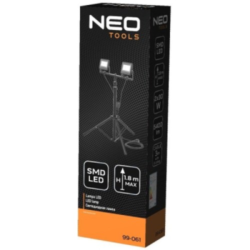 Прожектор Neo Tools алюминий, 220 В, 2х30Вт, 5400 люмен, SMD LED, кабель 3 м с в (99-061)