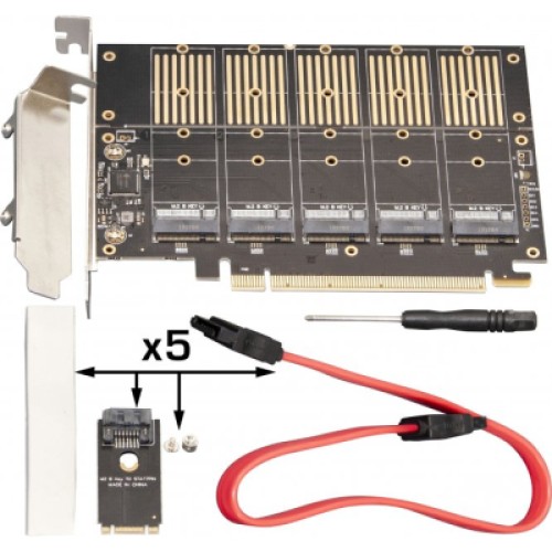 Контроллер Frime PCI-E-5xM.2 (B Key) WCH382L (ECF-PCIEtoSSD010)