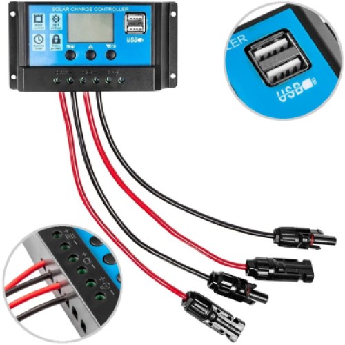 Контроллер заряда Neo Tools 20А, 12/24В(OPEN,AGM,GEL), 2xUSB (90-150)