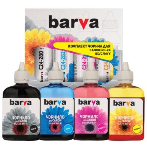 Чорнило Barva Canon BCI-21/BCI-24, 4x100г BK/C/M/Y (C24-090-MP/C24-100-MP)