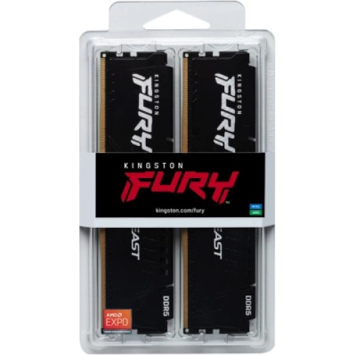 Модуль памяти для компьютера DDR5 32GB (2x16GB) 5200 MHz Beast AM5 Black Kingston Fury (ex.HyperX) (KF552C36BBEK2-32)