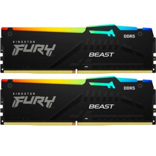 Модуль памяти для компьютера DDR5 32GB (2x16GB) 5200 MHz Beast RGB AM5 Black Kingston Fury (ex.HyperX) (KF552C36BBEAK2-32)