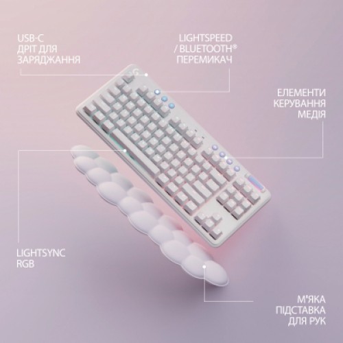Клавиатура Logitech G715 Aurora Wireless Gaming GX Red Lightspeed/Bluetooth UA Off-White (920-010692)