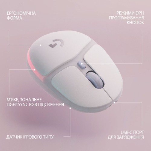 Мышка Logitech G705 Gaming Wireless/Bluetooth White (910-006367)