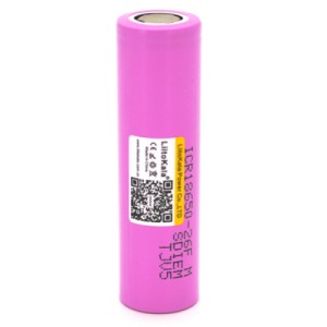 Аккумулятор 18650 2600mAh (2450-2650mah), 3.7V (2.75-4.2V), pink, PVC BOX Liitokala (Lii-26FM)