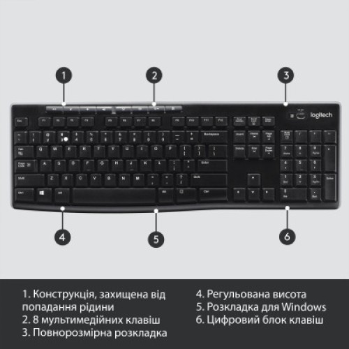 Клавиатура Logitech K270 Wireless UA Black (920-003738)