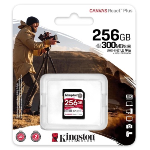 Карта памяти Kingston 256GB SDXC class 10 UHS-II U3 Canvas React Plus (SDR2/256GB)