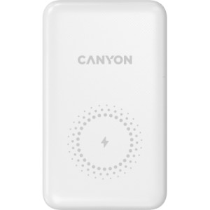 Батарея універсальна Canyon PB-1001 10000mAh, PD/18W, QC/3.0 +10W Magnet wireless charger, white (CNS-CPB1001W)