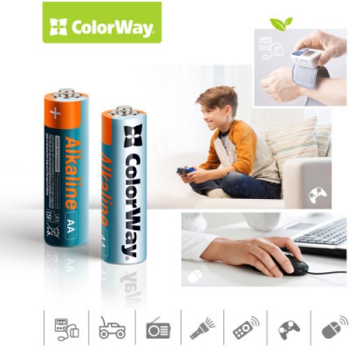 Батарейка ColorWay AA LR6 Alkaline Power (щелочные) *4 blister (CW-BALR06-4BL)