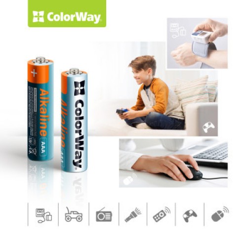 Батарейка ColorWay AAA LR03 Alkaline Power (щелочные) * 24шт plastic box (CW-BALR03-24PB)
