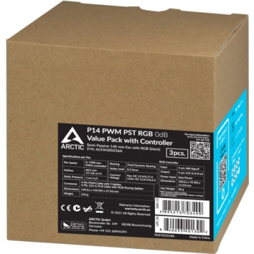 Кулер для корпуса Arctic P14 PWM PST RGB (ACFAN00256A)