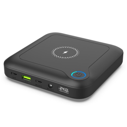 Батарея универсальная PowerPlant 24000mAh, PD/60W, DC 12-24V 9 connectors, QC/3.0, USB-C*2, USB-A, Wireless (PB930463)