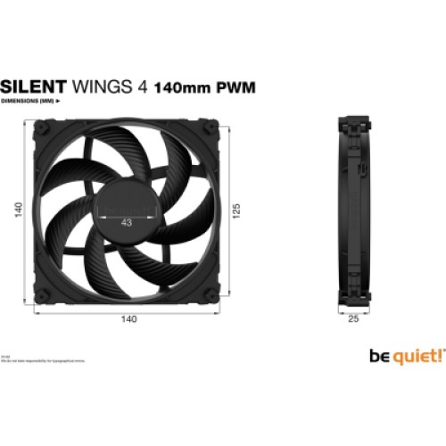 Кулер для корпуса Be quiet! Silent Wings 4 140mm PWM (BL096)