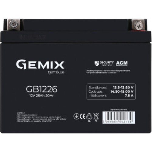 Батарея к ИБП Gemix GB 12V 26Ah Security (GB1226) Батарея к ИБП Gemix GB 12V 26Ah Security (GB1226)