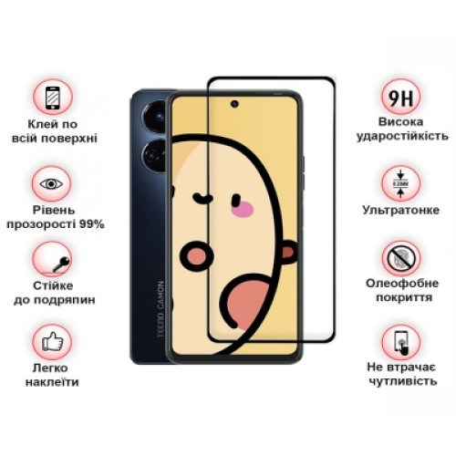 Стекло защитное BeCover Tecno Camon 19 Neo (CH6i) Black (708168)
