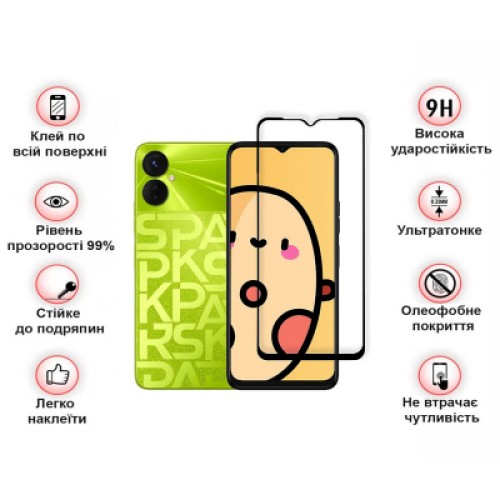 Стекло защитное BeCover Tecno Spark 9 Pro (KH7n) Black (708169)