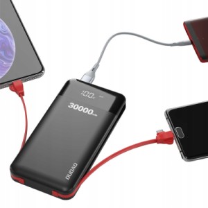 Батарея универсальная Dudao K1Max 30000mAh, with built-in cables, black (6970379617618)
