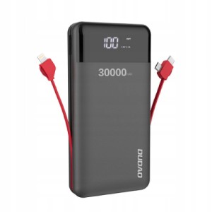 Батарея универсальная Dudao K1Max 30000mAh, with built-in cables, black (6970379617618)