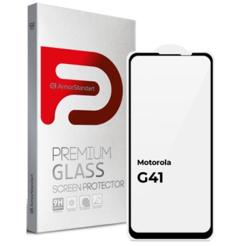 Стекло защитное Armorstandart Full Glue Motorola G41 Black (ARM65485)