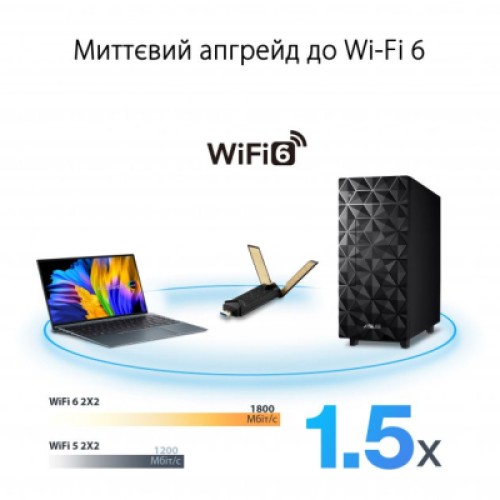 Сетевая карта Wi-Fi ASUS USB-AX56 AX1800 USB 3.0 WPA3 MU-MIMO OFDMA (USB-AX56)