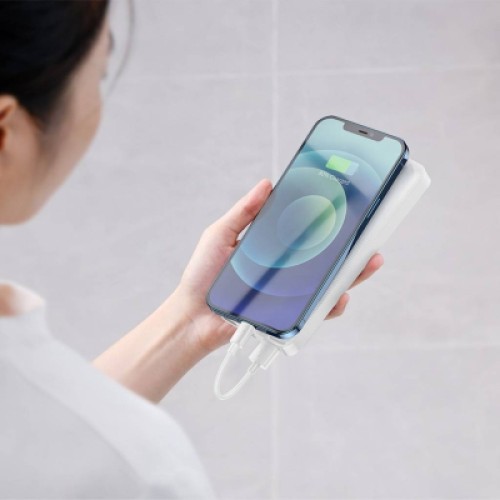 Батарея универсальная Baseus Bipow 20000mAh, 15W, USB-C/3A, 2*USB-A/3A(max.), +cable, white (PPBD050102)