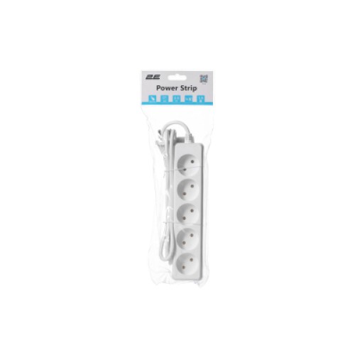 Сетевой удлинитель 2E 5XCEE7/17, 1.5м, white (2E-U0510M1.5)