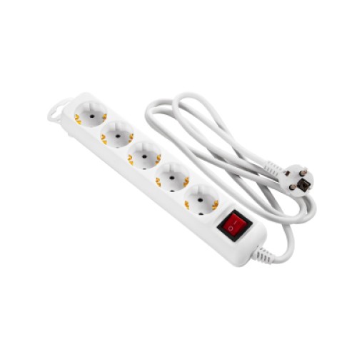 Сетевой удлинитель 2E 5XSchuko з вимикачем,1.5м, white (2E-U05ESM1.5)
