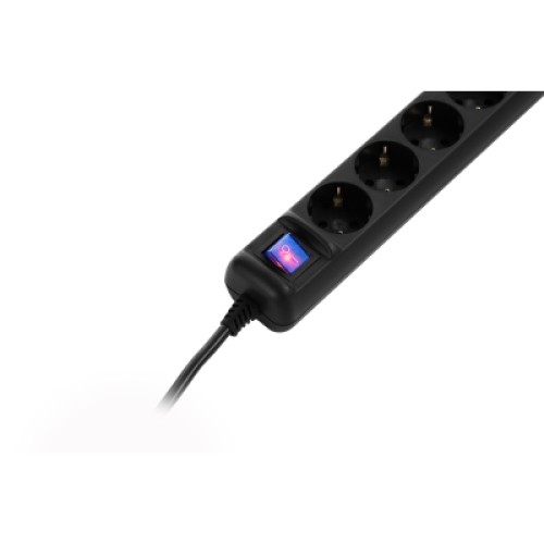 Сетевой удлинитель 2E 5XSchuko з вимикачем, 5м, black (2E-U05ES15M5BK)
