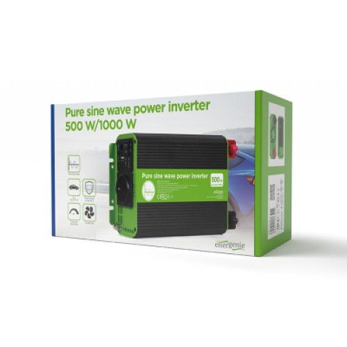 Автомобильный инвертор 12V/230V 500W (1000W peak power) чистая синусоида EnerGenie (EG-PWC-PS500-01)