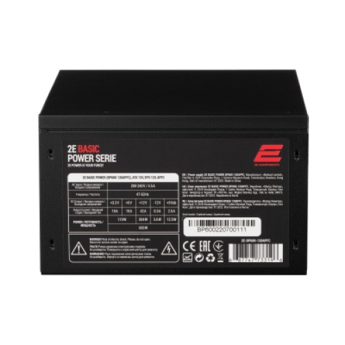 Блок питания 2E BASIC POWER (600W), 80, 120mm, 1xMB 24pin(20+4), 1xCPU 8pin(4+4), 3xMolex, 4xSATA, 2xPCIe 8pin( (2E-BP600-120APFC) Блок питания 2E BASIC POWER (600W), 80, 120mm, 1xMB 24pin(20+4), 1xCPU 8pin(4+4), 3xMolex, 4xSATA, 2xPCIe 8pin( (2E-BP600-120APFC)