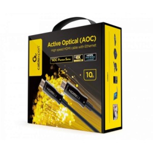Кабель мультимедийный HDMI to HDMI 10.0m AOC V.2.0, 4K 60Hz Gold Cablexpert (CCBP-HDMI-AOC-10M-02)