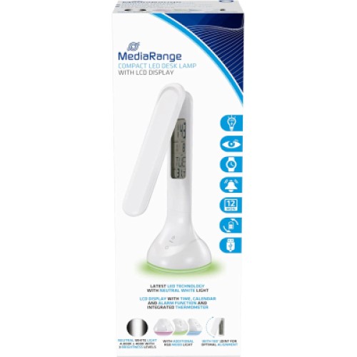 Настольная лампа Mediarange Compact LED desk lamp with LCD display, glossy-white (MROS502)