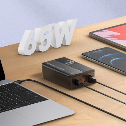 Зарядное устройство ColorWay Power Delivery (2USB-A + 2USB TYPE-C) (65W) black (CW-CHS040PD-BK)