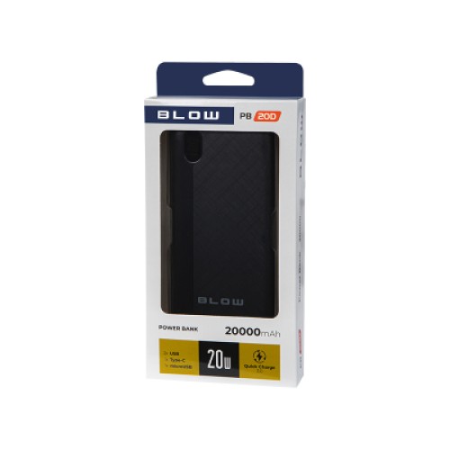 Батарея универсальная Blow 20000mAh, PD, QC/3.0, inp:Micro-USB/USB-C, out:USB-A*2/USB-C, black (PB20D)