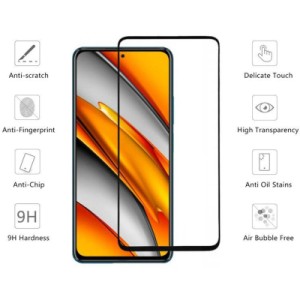Стекло защитное Drobak Poco F3 Black Frame A+ (494902)