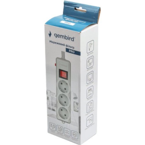 Сетевой фильтр питания Gembird SPG3-G-10G-PRO