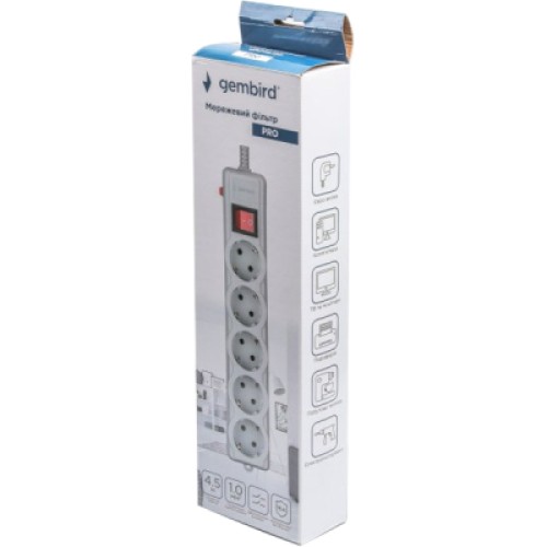 Сетевой фильтр питания Gembird SPG5-G-15G-PRO