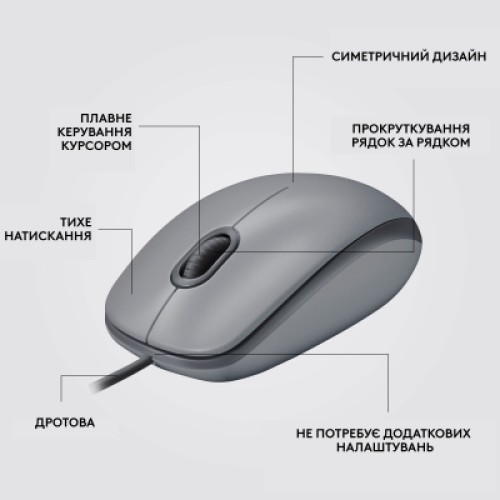 Мышка Logitech M110 Silent USB Mid Gray (910-006760)