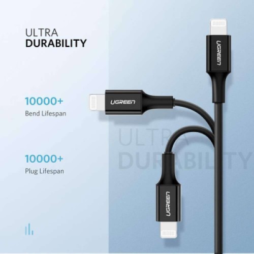 Дата кабель USB-C to Lightning 1.0m US1713A Nickel Plating ABS Shell Black UGREEN (60751) Дата кабель USB-C to Lightning 1.0m US1713A Nickel Plating ABS Shell Black UGREEN (60751)