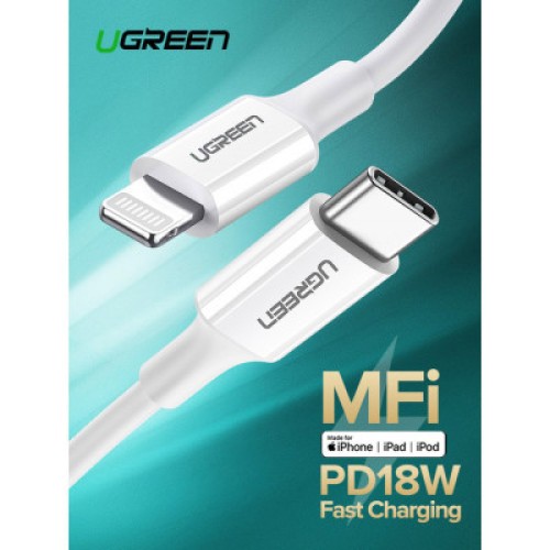 Дата кабель USB-C to Lightning 2.0m US1713A Nickel Plating ABS Shell White UGREEN (60749) Дата кабель USB-C to Lightning 2.0m US1713A Nickel Plating ABS Shell White UGREEN (60749)