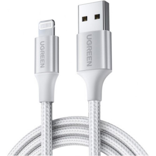 Дата кабель USB 2.0 AM to Lightning 2.0m US199 2.4A Silver Ugreen (60163)