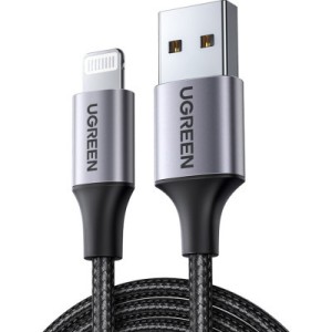 Дата кабель USB 2.0 AM to Lightning 2.0m US199 2.4A Black Ugreen (60158)