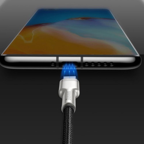 Дата кабель USB 3.1 AM to Type-C 0.25m CAKF 6.0A 66W Cafule Series Metal Data Cable Black Baseus (CAKF000001)