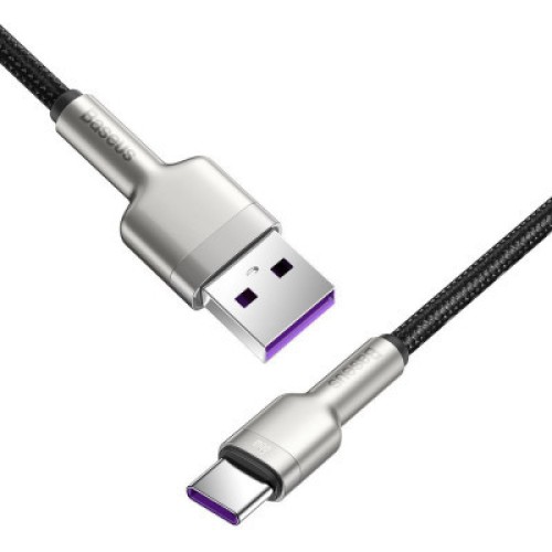 Дата кабель USB 3.1 AM to Type-C 0.25m CAKF 6.0A 66W Cafule Series Metal Data Cable Black Baseus (CAKF000001)